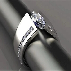 💥Marquis Inlaid Alloy Cool Trendy Silver Plated Ring for Women/Men, UNVN…